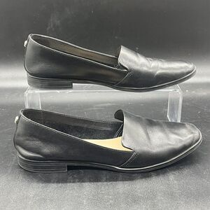 ALDO womens veadith slip on black leather loafer flat size 6 lightweight casual